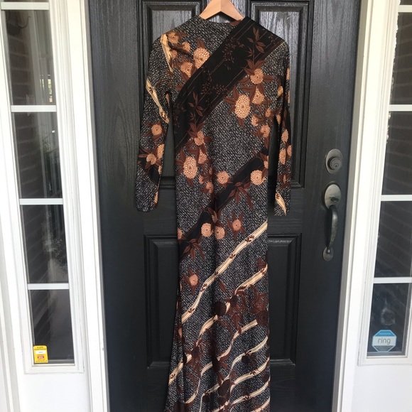 Floral Geometric 70’s Maxi - Vintage Polyester Blend - Picture 3 of 11
